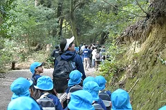 天拝山を登る園児たち