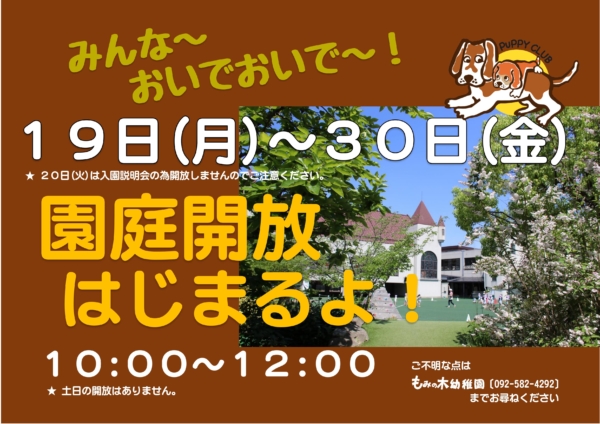 園庭開放はじまるよ!
